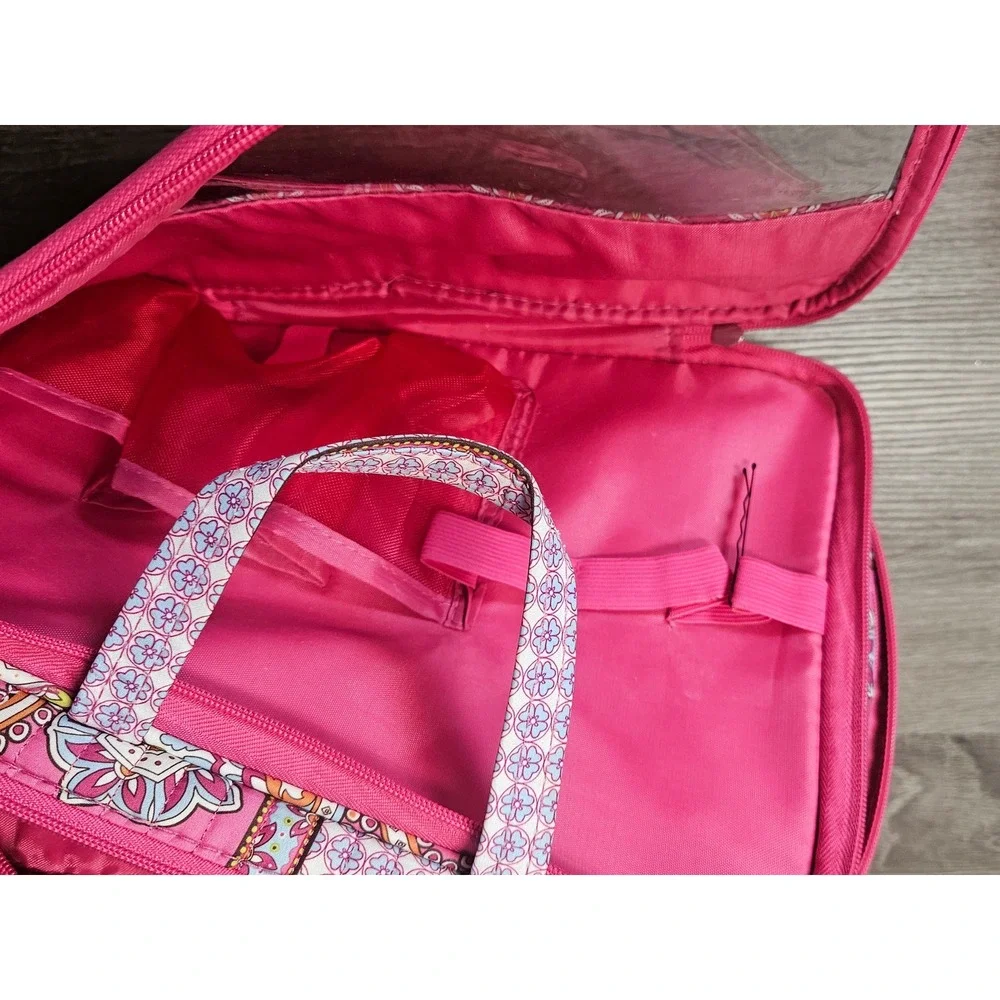 Modella Pink Paisley Quilted Makeup Bag Travel Organizer Cosmetic Case